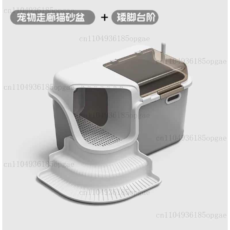 Corridor Cat Litter Box Fully Enclosed Oversized Anti-splash Deodorant Deodorant Flip Cover and Raised Cat Toilet