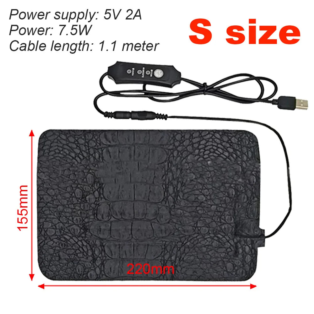 Pet Heating Pad Reptile Pet Warm Heater USB Electric Blanket Warm Adjustable Temperature Controller Incubator Mat Heated Pad