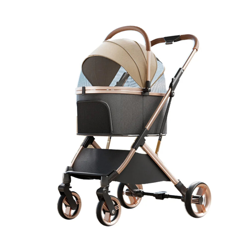 3 in 1 Detachable Pet Stroller for Dog Cat Foldable Travel Carrier up to 50lbs with Portable Carry Bag Storage Basket