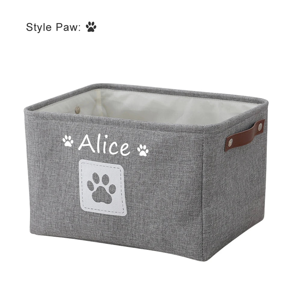 Pet Name DIY Toys Clothes Basket Custom Cat Dog Storage Box Personalised Accessories Organize Bin
