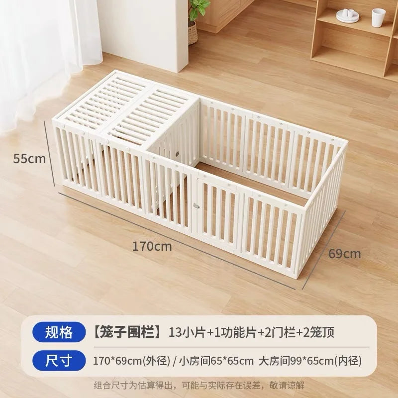 Indoor Outdoor Dog Enclosure Plastic Modular Pet Guardrail with Top Cage Pet Home Products Ventilation Accessories Dog Fences