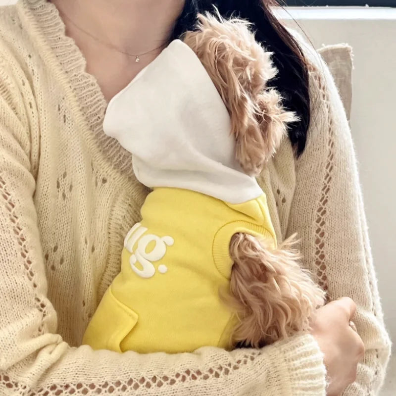 Autumn Warm Dog Hoodies Soft Plush Dog Clothes Letter Print Puppy Sweatshirts Fashion Cat Pullovers Pet Hoodies Poodle Outfits