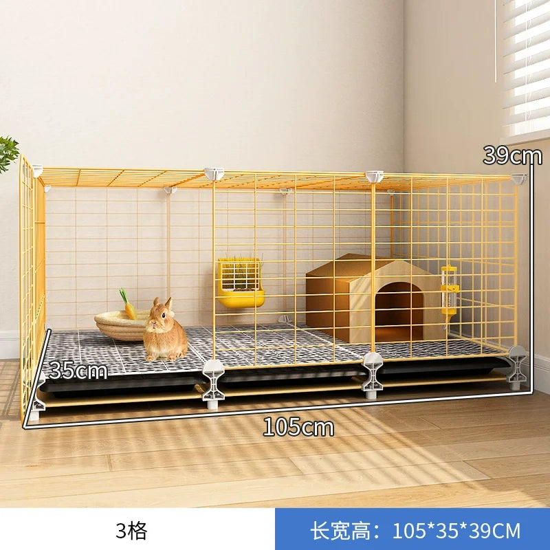 Large Two-Story Rabbit Cage Metal Wire Pet Hutch with Removable Tray Home Bunny House for Indoor Spacious Habitat for Rabbit