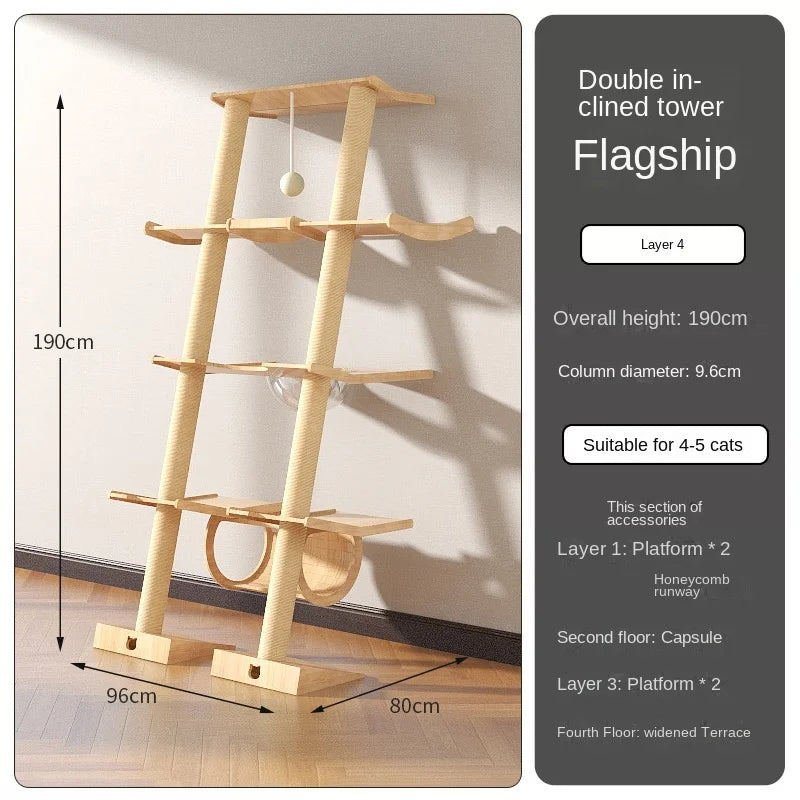 Luxury Large Cat Trees & Towers Wood Scratching Post for Cat Toys Gym Hiding House Sleeping Pad Cooling Pad Pets Stuff Products