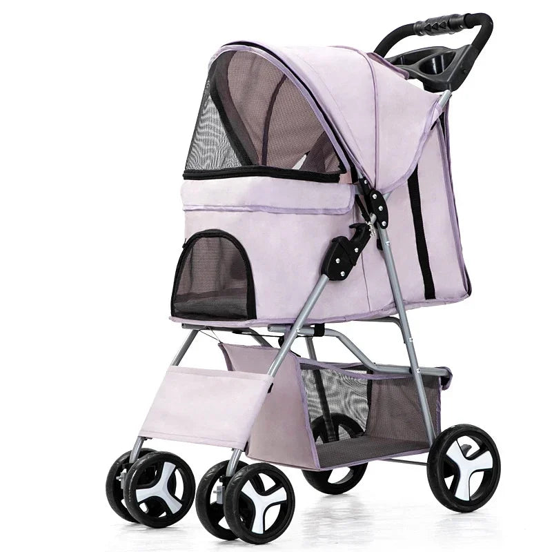 Pet Stroller Lightweight Folding Universal Wheel Cat Dog Travel Breathable Pet Stroller Outdoor Stroller for Small Medium Pets