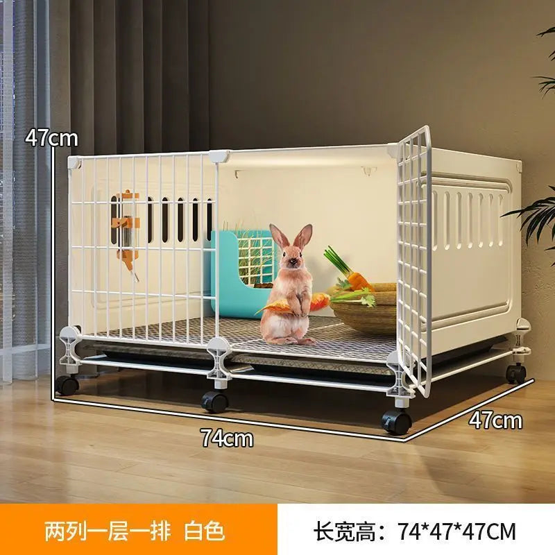 JC Rabbit Cage Household Extra Large Double Layer Indoor Automatic Manure Cleaning Dutch Pig Cage Two-Story Platform Villa