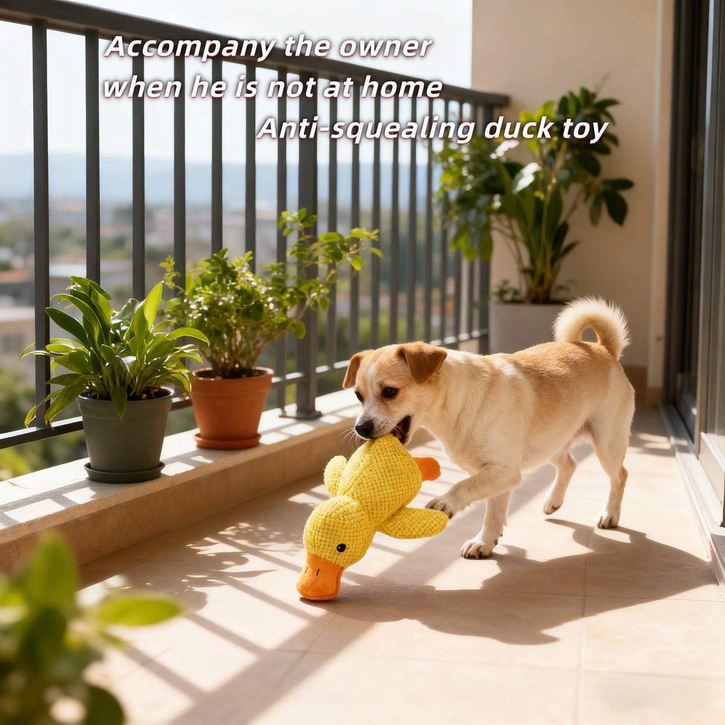 Cat and dog toys relieve boredom, imitation duck, puppy plush doll, big dog self-entertainment teething toy