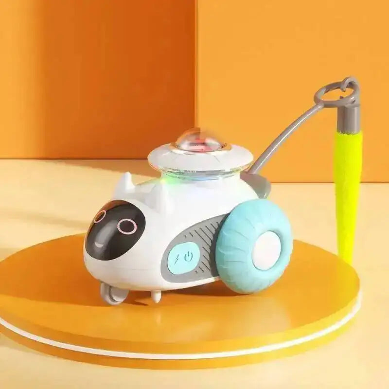 Cat Toys Car for Indoor Remote Control Smart Automatic Car with Tail Rechargeable LED Auto Moving Exercise Interactive Cat Toys