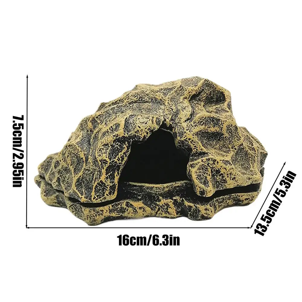 Lizard House Terrarium Resin Fake Rock Bearded Dragon Cave Landscape Basking Area Aquarium Decor Reptile Hiding Caves