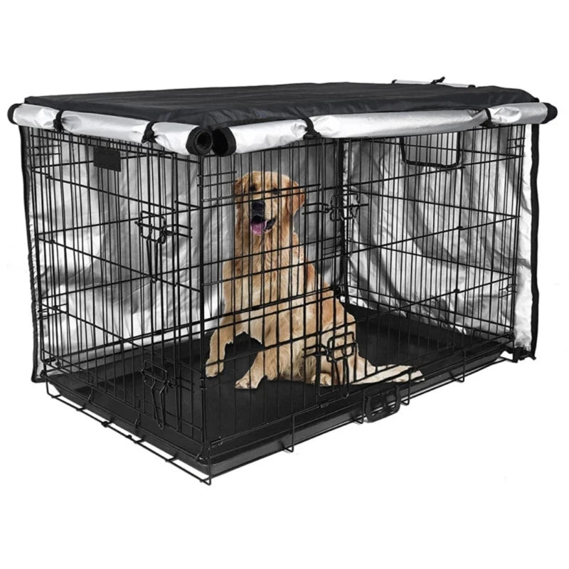 Dog Crates Cover for 24in/30in/36in/43in Wire Dog Cage Durable Waterproof Oxford-Fabric with 2 Door Indoor/Outdoor 87HA