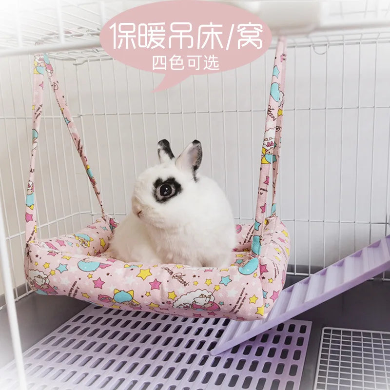 Warm Rabbits Bunny House Winter Small Pet Hammock Plush Hamster Guinea Pig Cage Hanging Bed Swing Nest Climb Toys Pet Supplies