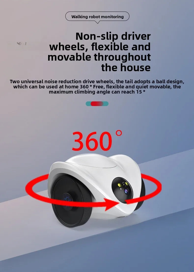 Intelligent pet feeder can be remotely controlled equipped with a camera capable of moving communicating and featuring a laser