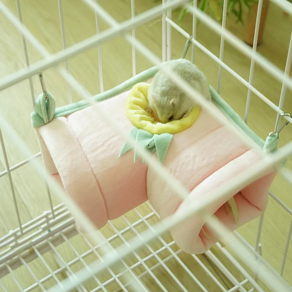 Hamster Right Angle Cage Tunnel Hammock Plush Hamsters Playing Tunnels Winter Warm Cage For Guinea Squirrel Rabbit Chinchilla