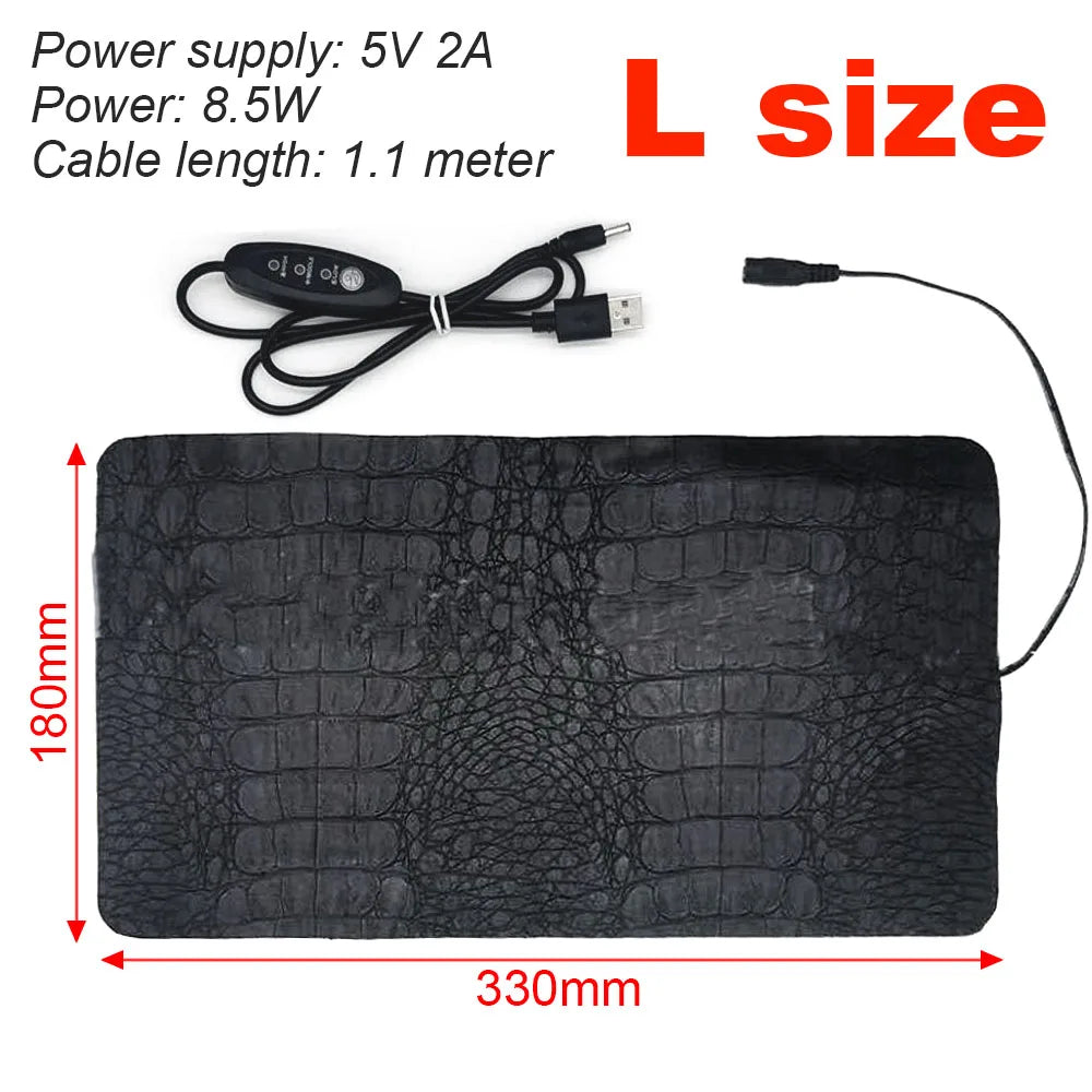 Pet Heating Pad Reptile Pet Warm Heater USB Electric Blanket Warm Adjustable Temperature Controller Incubator Mat Heated Pad