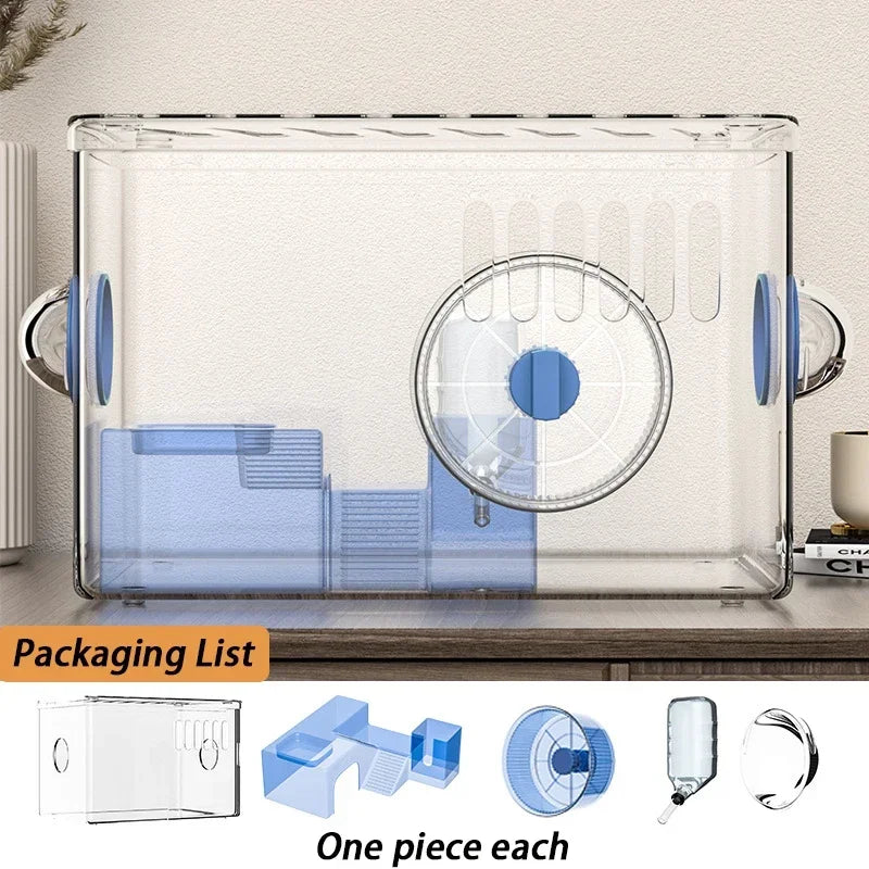 Hamster Cage Transparent Hamster Nest Breathable and Ventilated Integrated Luxury Multifunctional Hamster Product Small Animals