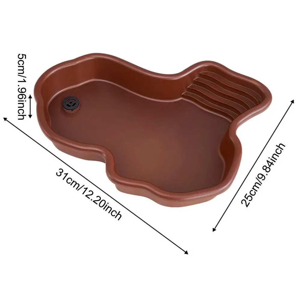 Turtle Feeding Dish Reptile Bathing Pool With Ramp And Basking terrace Aquarium Ornament For Turtle, Bearded Dragon 