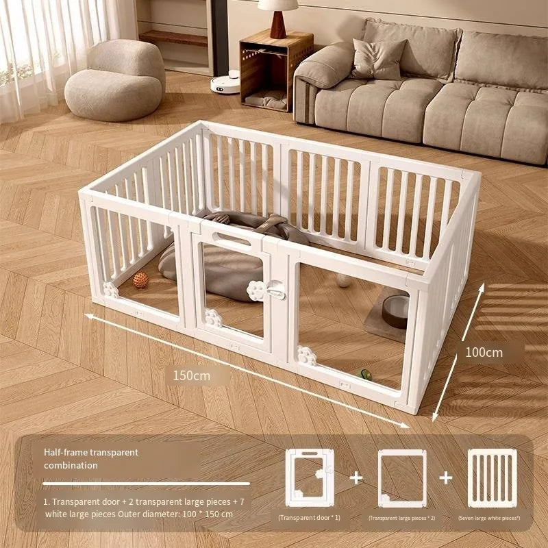 Dog enclosure Indoor panoramic transparent stitched isolation fence Visible pet cage Small dog safety cage Teddy Pomeranian
