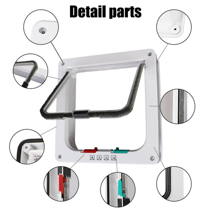 For Dog Cat Kitten ABS Plastic Dog Cat Flap Door With 4 Way Lock Security Flap Door Small Pet Supplies Cat Puppy Safety Gate