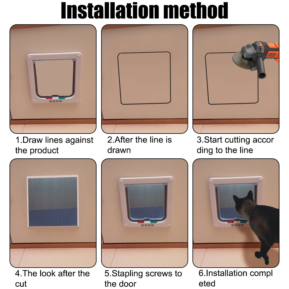 For Dog Cat Kitten ABS Plastic Dog Cat Flap Door With 4 Way Lock Security Flap Door Small Pet Supplies Cat Puppy Safety Gate