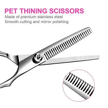 Pet Grooming Scissors Kit - Safe Stainless Steel Tools for Dogs and Cats - Perfect for Trimming, Shaping, and Styling Your Pet