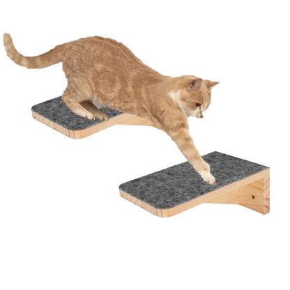 Wooden Cat Tree Tower Wall Mounted Cat Climbing Shelves Hammock Stairs House Cats Walk Playground Pet Furniture Accessories