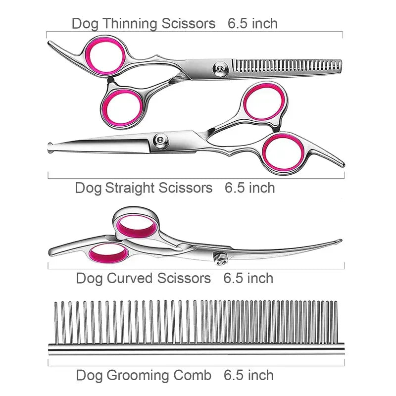 Pet Grooming Scissors Kit - Safe Stainless Steel Tools for Dogs and Cats - Perfect for Trimming, Shaping, and Styling Your Pet