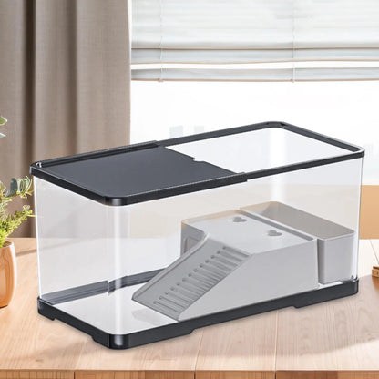 Plastic Fish Tank Household Aquarium Turtle Tank with Basking Platform For Crabs Fishes Amphibians Reptiles Small Fish Tank