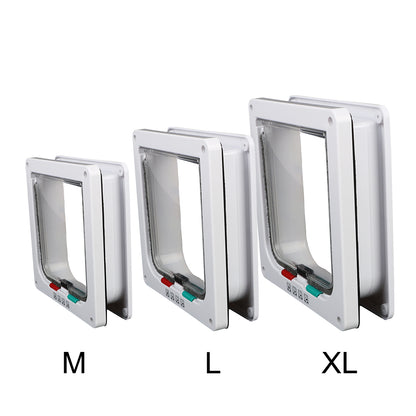 For Dog Cat Kitten ABS Plastic Dog Cat Flap Door With 4 Way Lock Security Flap Door Small Pet Supplies Cat Puppy Safety Gate