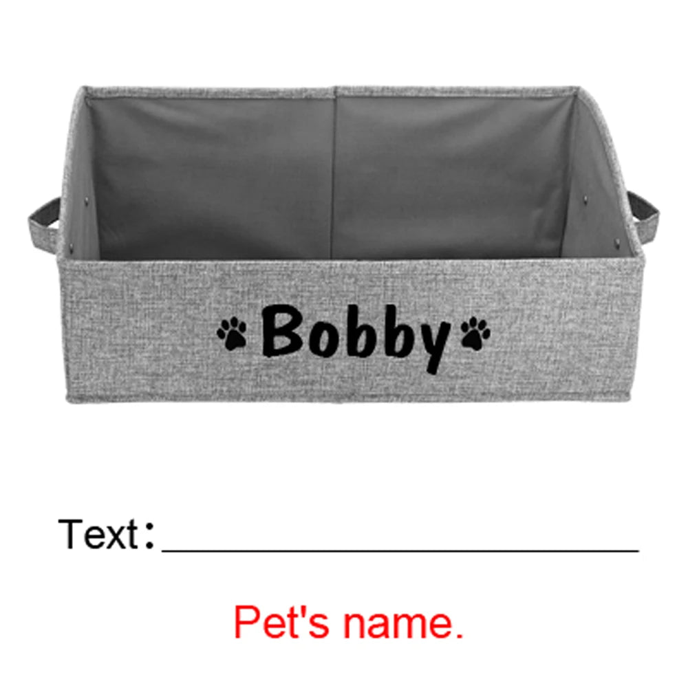 Custom Dog Toy Storage Box Foldable Cat Dogs Storage Basket Free Print Name Paw Pet Organizer Baskets For Dogs Cats Pet Supplies