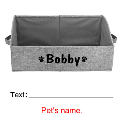 Custom Dog Toy Storage Box Foldable Cat Dogs Storage Basket Free Print Name Paw Pet Organizer Baskets For Dogs Cats Pet Supplies
