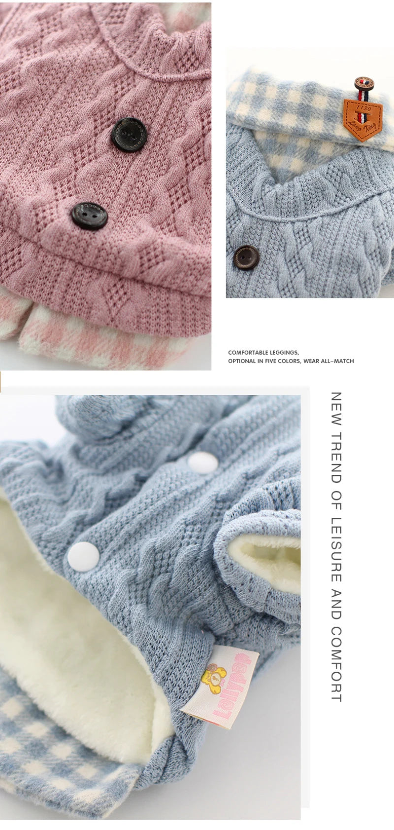 Dog Winter Clothes Button Sweater Soft Warm Puppy Pet Dog Cat Teddy Chihuahua Pug  Autumn Winter Clothing Wool Shirt Sweater