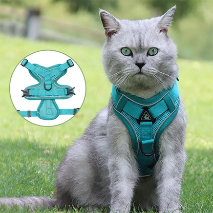 3pc Cat Harness Vest Adjustable Reflective Collars Cute Walking Lead Leash Set Harnesses Necklace For Small Dogs Cat Accessories