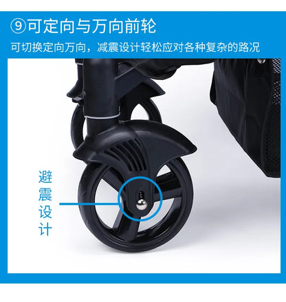 Foldable Large Four-Wheeled Pet Stroller Medium Size for Dogs Samo Golden Retriever Outing Dog Cart Comfortable Go out Stroller