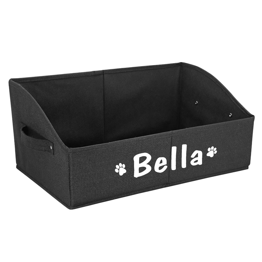 Custom Dog Toy Storage Box Foldable Cat Dogs Storage Basket Free Print Name Paw Pet Organizer Baskets For Dogs Cats Pet Supplies