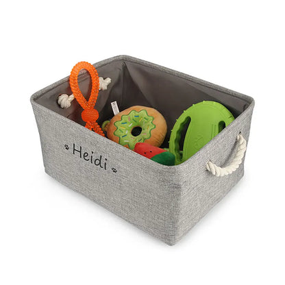 S/M/L Custom Name Pet Toy Basket Cat Dog Foldable Box Print Storage Baskets For Clothes Pets Accessories