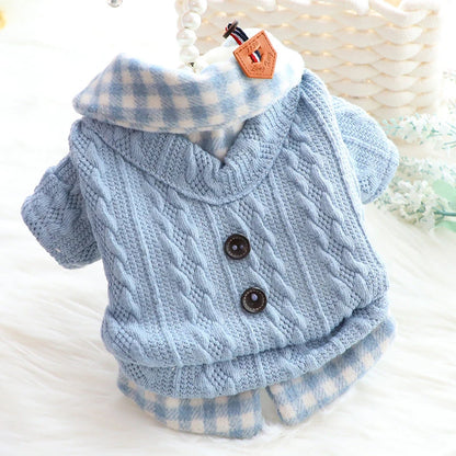 Dog Winter Clothes Button Sweater Soft Warm Puppy Pet Dog Cat Teddy Chihuahua Pug  Autumn Winter Clothing Wool Shirt Sweater