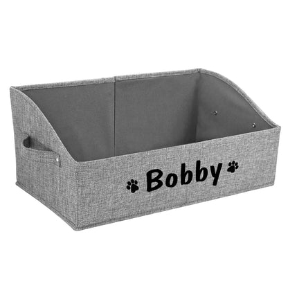 Custom Dog Toy Storage Box Foldable Cat Dogs Storage Basket Free Print Name Paw Pet Organizer Baskets For Dogs Cats Pet Supplies