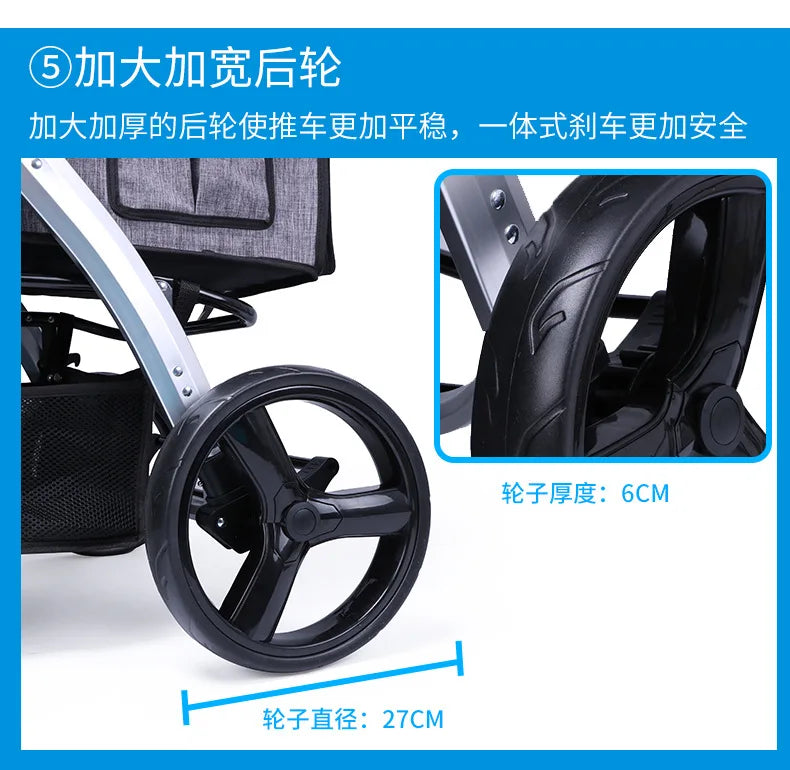 Foldable Large Four-Wheeled Pet Stroller Medium Size for Dogs Samo Golden Retriever Outing Dog Cart Comfortable Go out Stroller