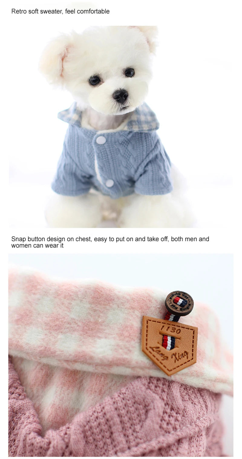 Dog Winter Clothes Button Sweater Soft Warm Puppy Pet Dog Cat Teddy Chihuahua Pug  Autumn Winter Clothing Wool Shirt Sweater