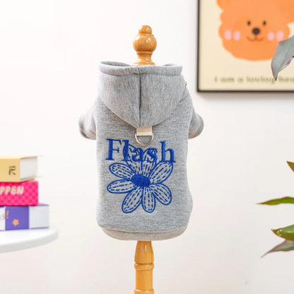 New Arrival Pet Clothing Fall Winter Dog Clothes Small Breed Puppies Embroidered Daisy Print Hoodie Wholesale