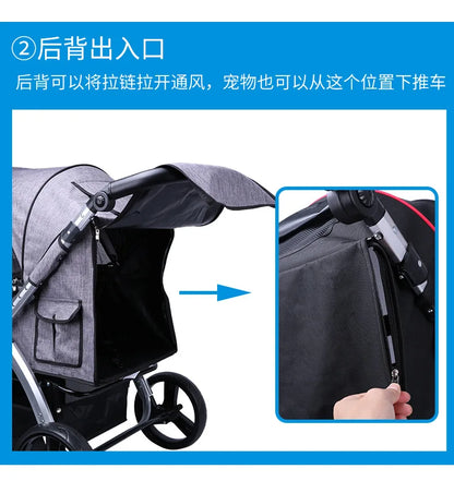 Foldable Large Four-Wheeled Pet Stroller Medium Size for Dogs Samo Golden Retriever Outing Dog Cart Comfortable Go out Stroller