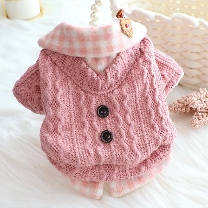 Dog Winter Clothes Button Sweater Soft Warm Puppy Pet Dog Cat Teddy Chihuahua Pug  Autumn Winter Clothing Wool Shirt Sweater