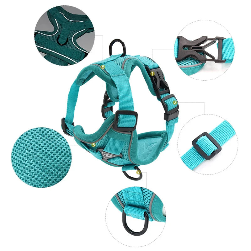 3pc Cat Harness Vest Adjustable Reflective Collars Cute Walking Lead Leash Set Harnesses Necklace For Small Dogs Cat Accessories