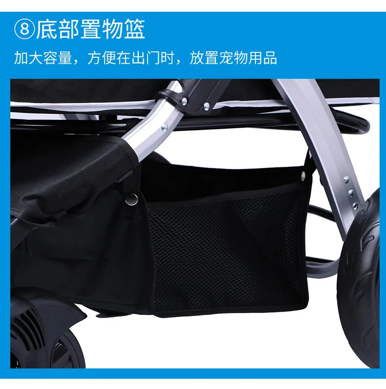 Foldable Large Four-Wheeled Pet Stroller Medium Size for Dogs Samo Golden Retriever Outing Dog Cart Comfortable Go out Stroller