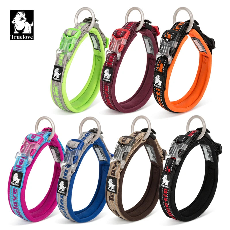 Truelove Pet Dog Collar Nylon  and Reflective Materials Widened and Comfortable Version Suitable for Dogs of All Sizes TLC50121