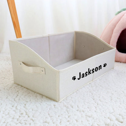 Custom Dog Toy Storage Box Foldable Cat Dogs Storage Basket Free Print Name Paw Pet Organizer Baskets For Dogs Cats Pet Supplies