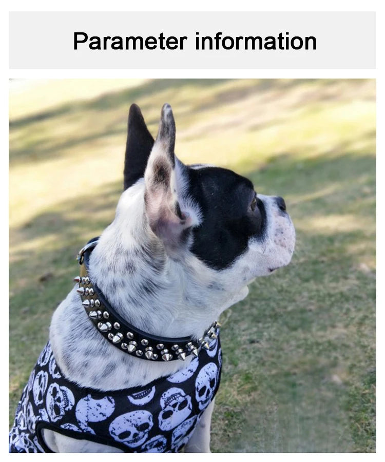 Adjustable Leather Pet Dog collar Neck Strap Supplies PU Leather Punk Rivet Spiked Dog Collar Pet Collars For Small Dog Cat