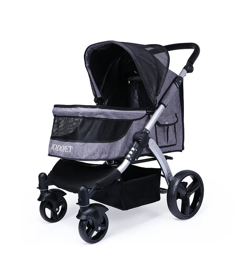 Foldable Large Four-Wheeled Pet Stroller Medium Size for Dogs Samo Golden Retriever Outing Dog Cart Comfortable Go out Stroller