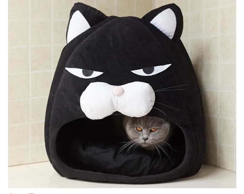 Warm Black Cat Shape House/Bed For Cats Bed Cushion Sleeping Bag Puppy bed Mat Cat Accessories Pet dog Bed Kennel Cama Gato