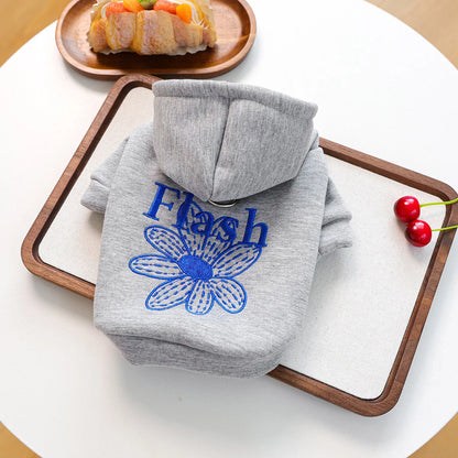 New Arrival Pet Clothing Fall Winter Dog Clothes Small Breed Puppies Embroidered Daisy Print Hoodie Wholesale